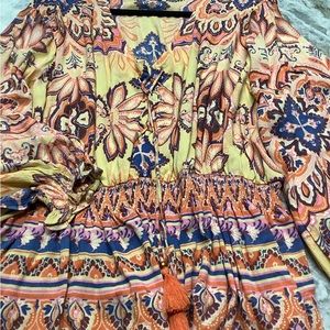 NEW NEVER WORN WOMENS PLUS 3X Long Rayon Colorful Tunic Top